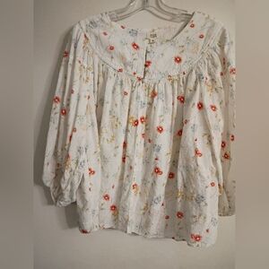 a.n.a White  Plus Size Floral Peasant Blouse with Flowers Size 0X